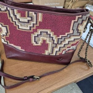 Patricia Nash Red and Tan Patterned Crossbody Bag